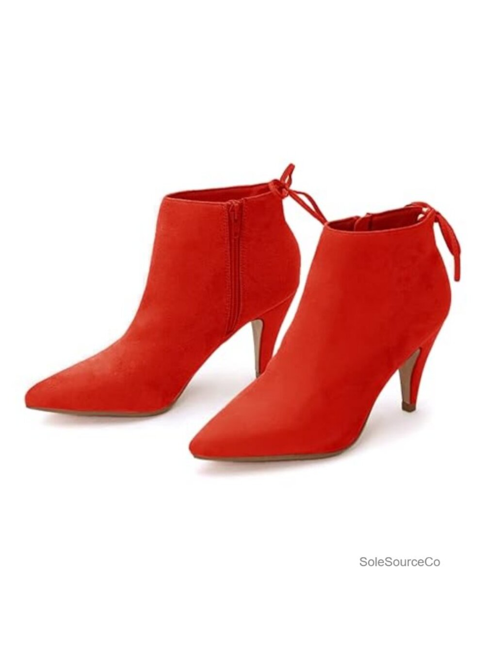 Womens Pointed Toe Kitten Heel Ankle Booties Faux Suede Bowtie Strappy Fall